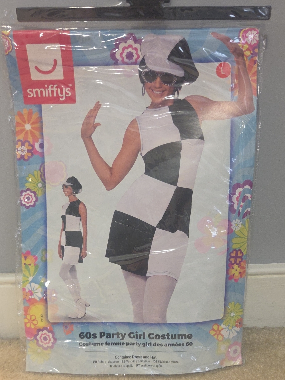 Smiffy Black & White Mod Check Mini Dress